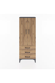 Arges Dolap 4 Raflı 3 Çekmeceli 2 Kapaklı 60x30x163 Antrasit-Çam