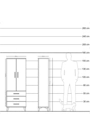 Arges Dolap 4 Raflı 3 Çekmeceli 2 Kapaklı 60x30x163 Antrasit-Çam