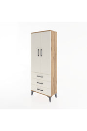 Arges Dolap 4 Raflı 3 Çekmeceli 2 Kapaklı 60x30x163 Çam-Aytaşı