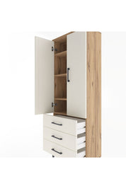 Arges Dolap 4 Raflı 3 Çekmeceli 2 Kapaklı 60x30x163 Çam-Aytaşı