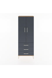Arges Dolap 4 Raflı 3 Çekmeceli 2 Kapaklı 60x30x163 Çam-Antrasit