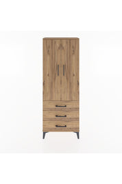 Arges Dolap 4 Raflı 3 Çekmeceli 2 Kapaklı 60x30x163 Çam-Çam