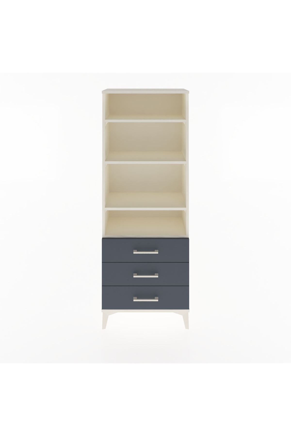 Arges Dolap 4 Raflı 3 Çekmeceli 60x30x163 Aytaşı-Antrasit