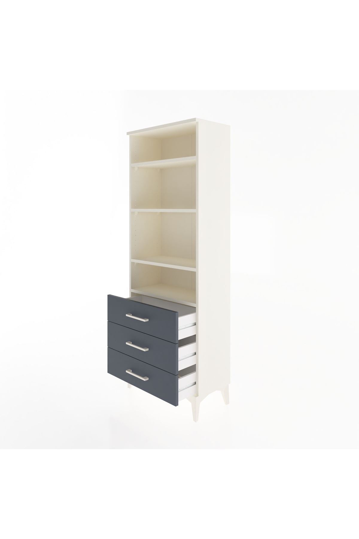 Arges Dolap 4 Raflı 3 Çekmeceli 60x30x163 Aytaşı-Antrasit