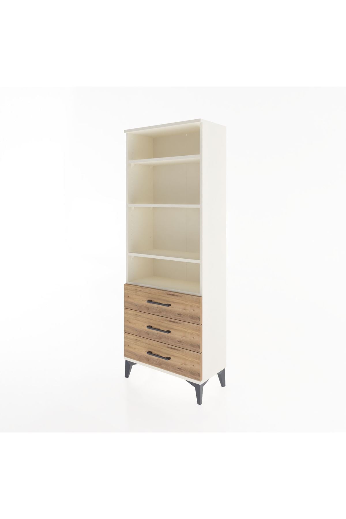 Arges Dolap 4 Raflı 3 Çekmeceli 60x30x163 Aytaşı-Çam