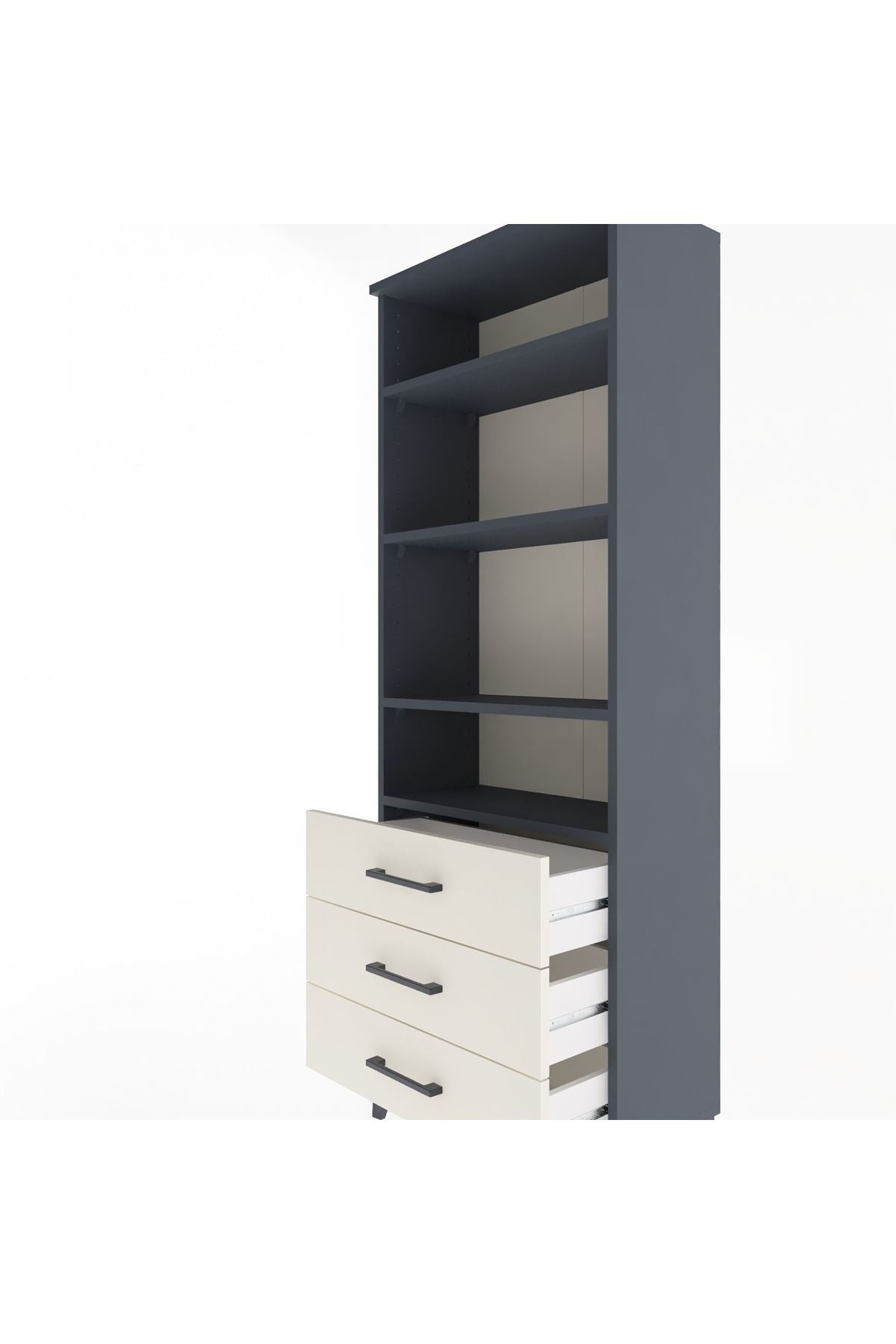 Arges Dolap 4 Raflı 3 Çekmeceli 60x30x163 Antrasit-Aytaşı