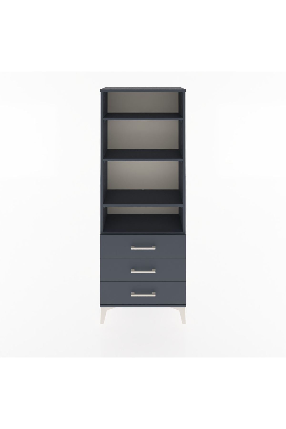Arges Dolap 4 Raflı 3 Çekmeceli 60x30x163 Antrasit-Antrasit