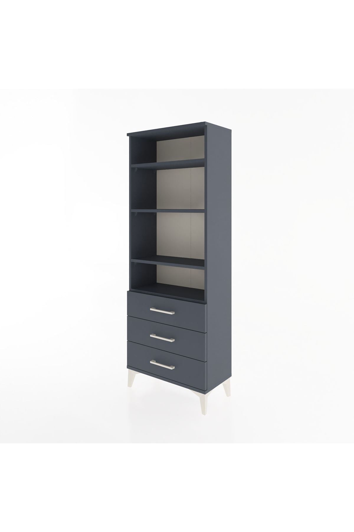 Arges Dolap 4 Raflı 3 Çekmeceli 60x30x163 Antrasit-Antrasit