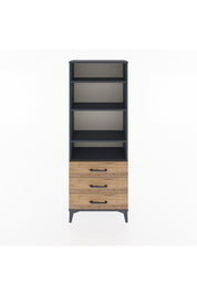 Arges Dolap 4 Raflı 3 Çekmeceli 60x30x163 Antrasit-Çam