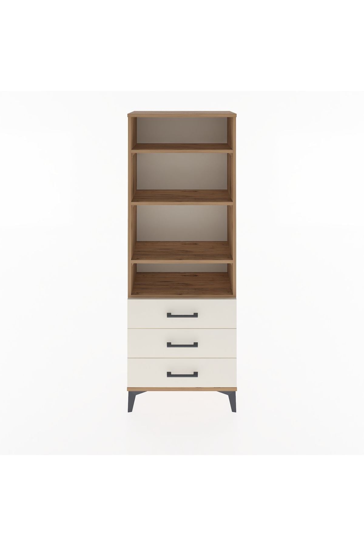 Arges Dolap 4 Raflı 3 Çekmeceli 60x30x163 Çam-Aytaşı