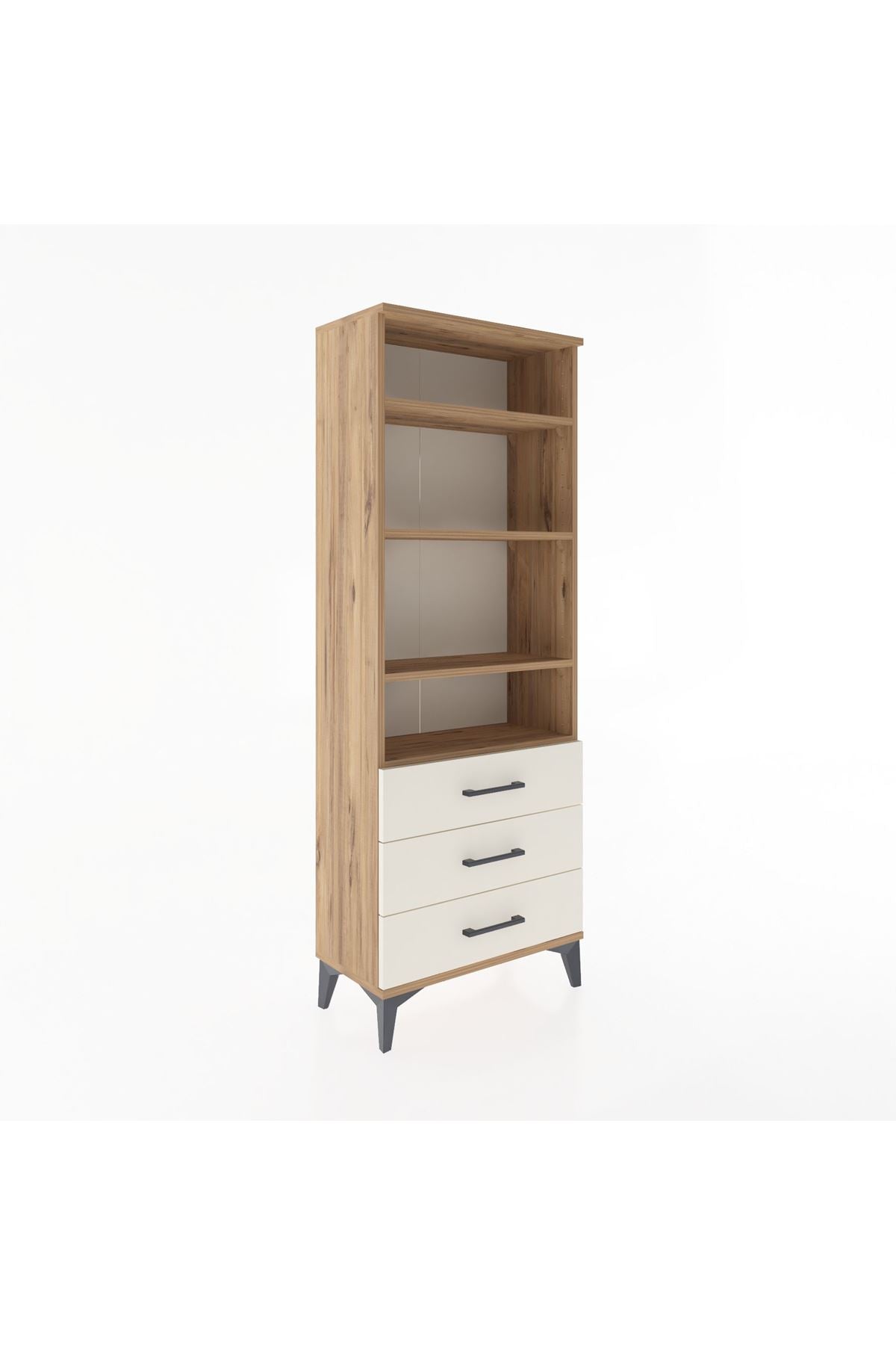 Arges Dolap 4 Raflı 3 Çekmeceli 60x30x163 Çam-Aytaşı