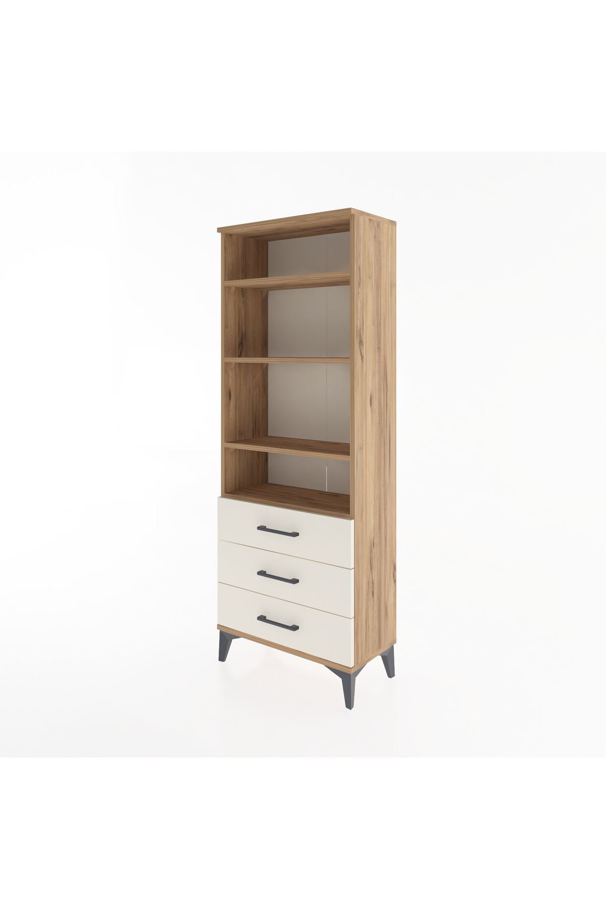 Arges Dolap 4 Raflı 3 Çekmeceli 60x30x163 Çam-Aytaşı