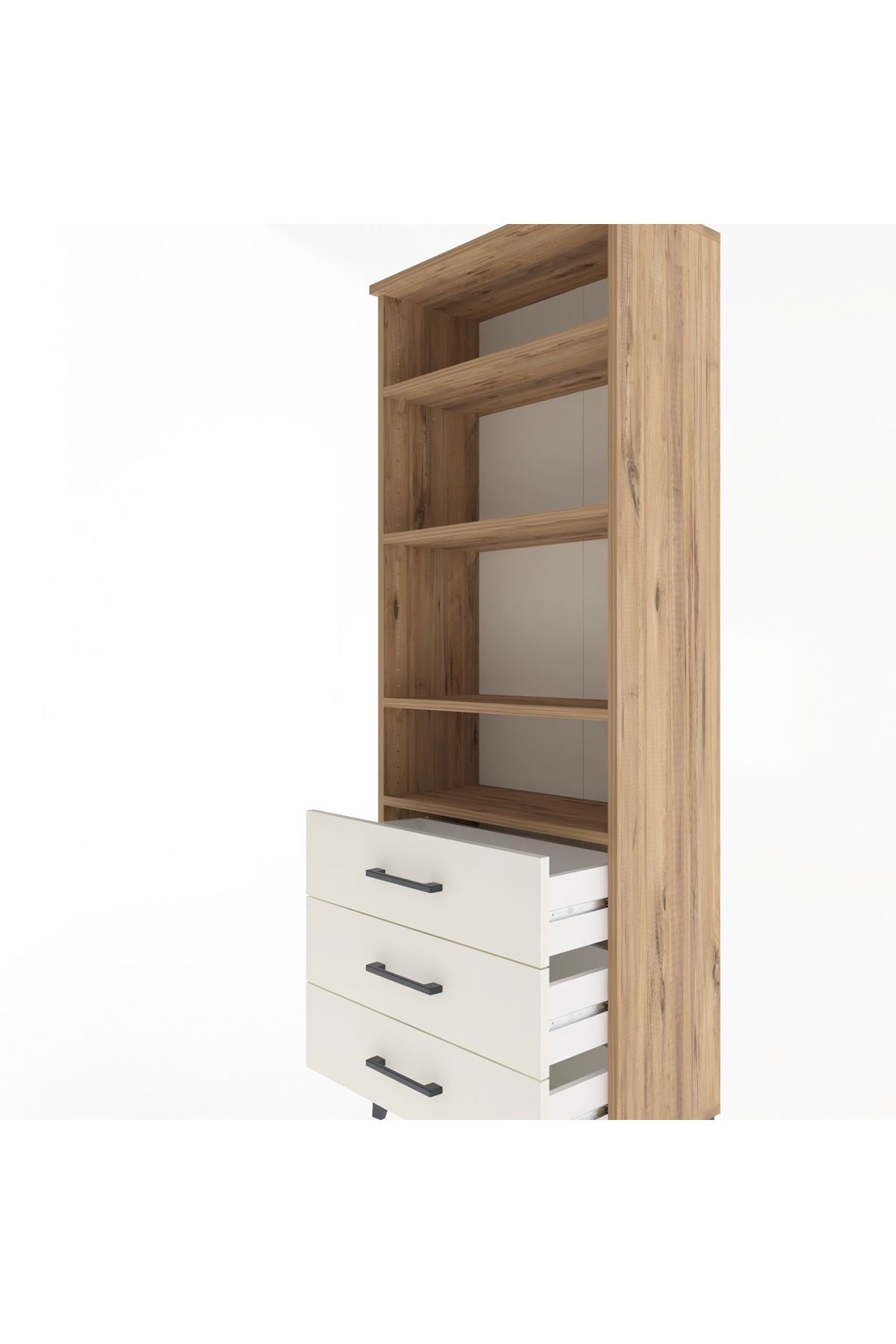 Arges Dolap 4 Raflı 3 Çekmeceli 60x30x163 Çam-Aytaşı