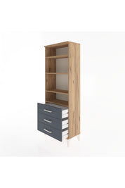 Arges Dolap 4 Raflı 3 Çekmeceli 60x30x163 Çam-Antrasit