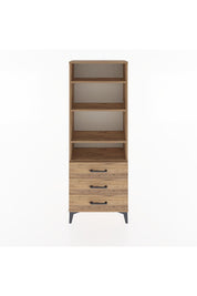 Arges Dolap 4 Raflı 3 Çekmeceli 60x30x163 Çam-Çam
