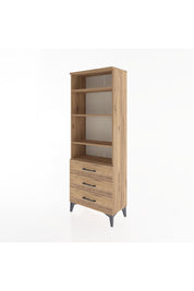 Arges Dolap 4 Raflı 3 Çekmeceli 60x30x163 Çam-Çam