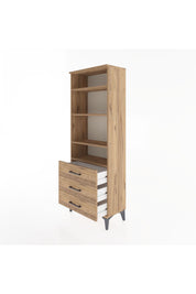 Arges Dolap 4 Raflı 3 Çekmeceli 60x30x163 Çam-Çam
