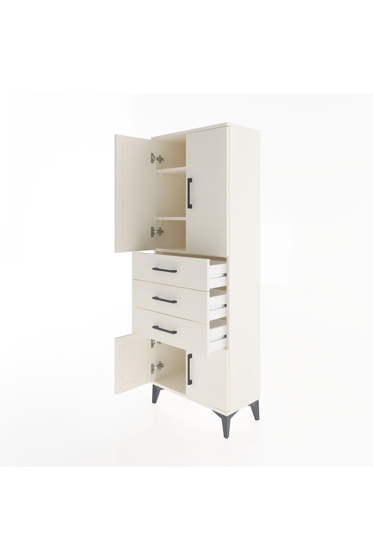 Arges Dolap 3 Raflı 3 Çekmeceli 4 Kapaklı 60x30x163 Aytaşı-Aytaşı