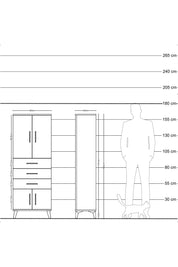 Arges Dolap 3 Raflı 3 Çekmeceli 4 Kapaklı 60x30x163 Aytaşı-Çam