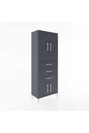 Arges Dolap 3 Raflı 3 Çekmeceli 4 Kapaklı 60x30x163 Antrasit-Antrasit