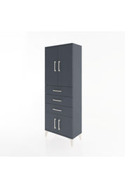 Arges Dolap 3 Raflı 3 Çekmeceli 4 Kapaklı 60x30x163 Antrasit-Antrasit