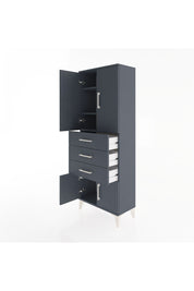 Arges Dolap 3 Raflı 3 Çekmeceli 4 Kapaklı 60x30x163 Antrasit-Antrasit