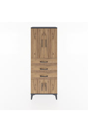 Arges Dolap 3 Raflı 3 Çekmeceli 4 Kapaklı 60x30x163 Antrasit-Çam