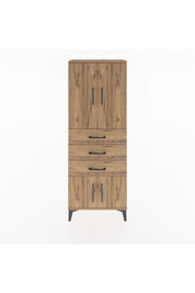 Arges Dolap 3 Raflı 3 Çekmeceli 4 Kapaklı 60x30x163 Çam-Çam