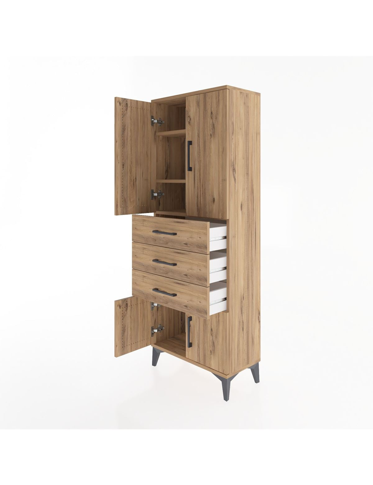 Arges Dolap 3 Raflı 3 Çekmeceli 4 Kapaklı 60x30x163 - S20M099V9A