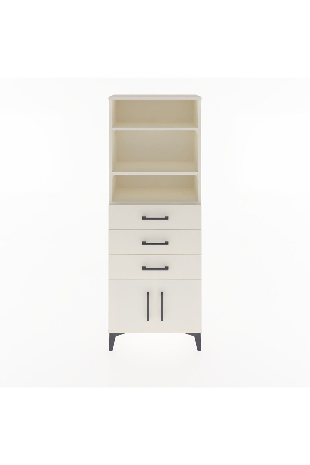 Arges Dolap 3 Raflı 3 Çekmeceli 2 Kapaklı 60x30x163 Aytaşı-Aytaşı