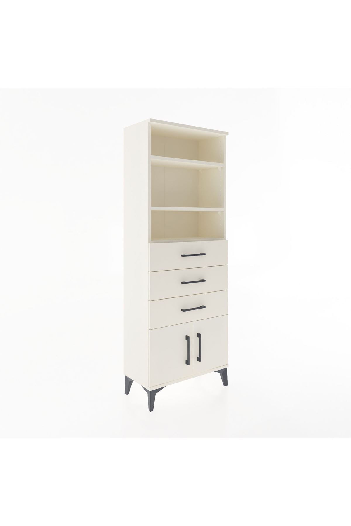 Arges Dolap 3 Raflı 3 Çekmeceli 2 Kapaklı 60x30x163 Aytaşı-Aytaşı