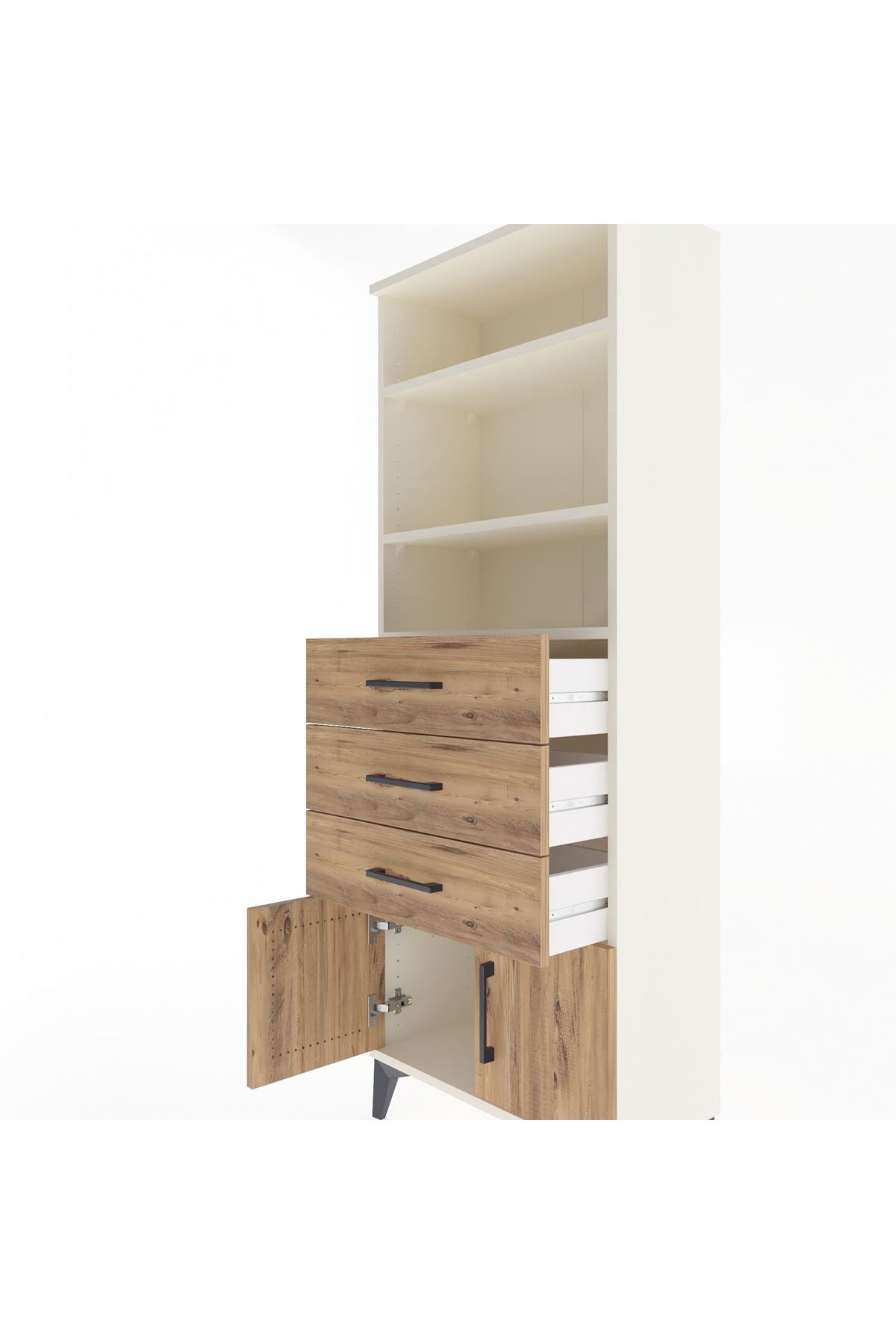 Arges Dolap 3 Raflı 3 Çekmeceli 2 Kapaklı 60x30x163 Aytaşı-Çam