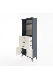 Arges Dolap 3 Raflı 3 Çekmeceli 2 Kapaklı 60x30x163 Antrasit-Aytaşı