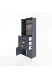 Arges Dolap 3 Raflı 3 Çekmeceli 2 Kapaklı 60x30x163 Antrasit-Antrasit