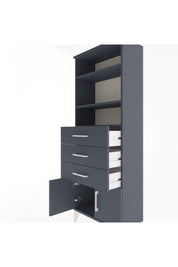 Arges Dolap 3 Raflı 3 Çekmeceli 2 Kapaklı 60x30x163 Antrasit-Antrasit