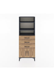 Arges Dolap 3 Raflı 3 Çekmeceli 2 Kapaklı 60x30x163 Antrasit-Çam