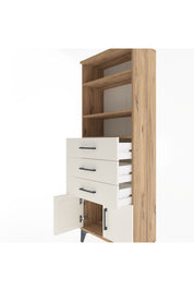 Arges Dolap 3 Raflı 3 Çekmeceli 2 Kapaklı 60x30x163 Çam-Aytaşı