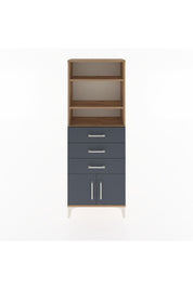 Arges Dolap 3 Raflı 3 Çekmeceli 2 Kapaklı 60x30x163 Çam-Antrasit