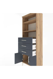 Arges Dolap 3 Raflı 3 Çekmeceli 2 Kapaklı 60x30x163 Çam-Antrasit