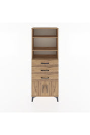 Arges Dolap 3 Raflı 3 Çekmeceli 2 Kapaklı 60x30x163 Çam-Çam