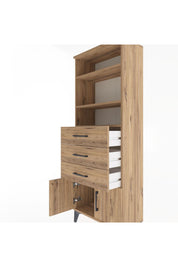 Arges Dolap 3 Raflı 3 Çekmeceli 2 Kapaklı 60x30x163 Çam-Çam
