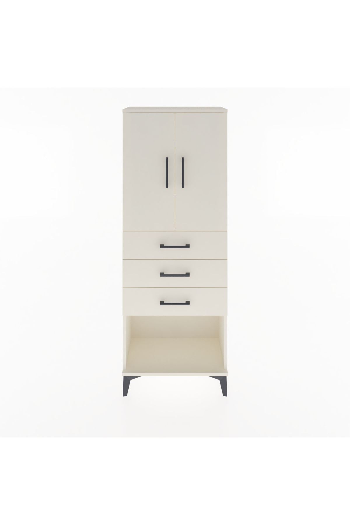 Arges Dolap 3 Raflı 3 Çekmeceli 2 Kapaklı 60x30x163 Aytaşı-Aytaşı