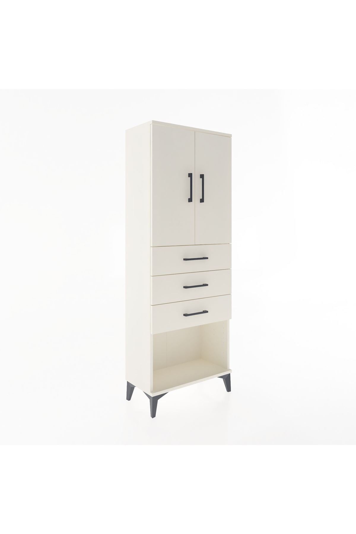 Arges Dolap 3 Raflı 3 Çekmeceli 2 Kapaklı 60x30x163 Aytaşı-Aytaşı
