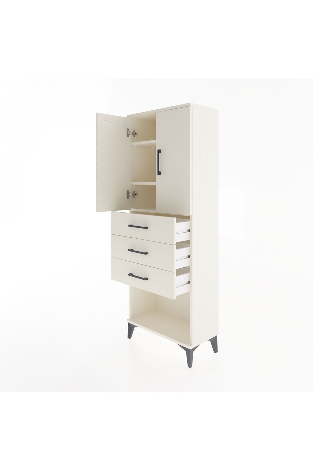 Arges Dolap 3 Raflı 3 Çekmeceli 2 Kapaklı 60x30x163 Aytaşı-Aytaşı