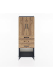 Arges Dolap 3 Raflı 3 Çekmeceli 2 Kapaklı 60x30x163 Antrasit-Çam