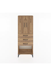 Arges Dolap 3 Raflı 3 Çekmeceli 2 Kapaklı 60x30x163 Çam-Çam