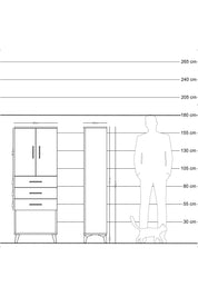 Arges Dolap 3 Raflı 3 Çekmeceli 2 Kapaklı 60x30x163 Çam-Çam