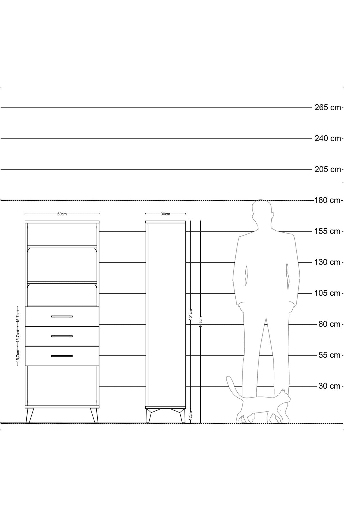 Arges Dolap 3 Raflı 3 Çekmeceli 60x30x163 Aytaşı-Aytaşı