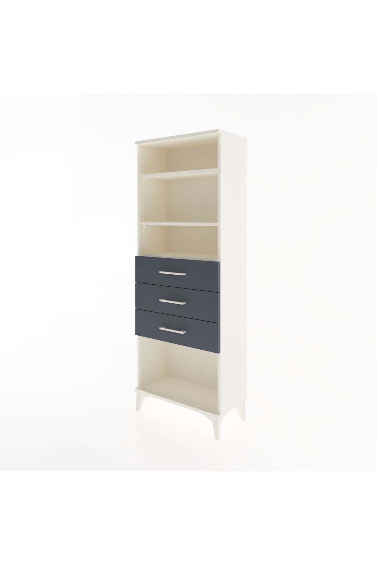 Arges Dolap 3 Raflı 3 Çekmeceli 60x30x163 Aytaşı-Antrasit