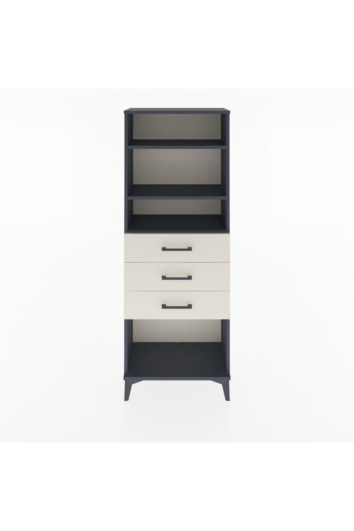 Arges Dolap 3 Raflı 3 Çekmeceli 60x30x163 Antrasit-Aytaşı